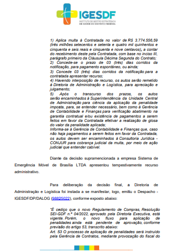 IGESDF aplica multa de R$ 3.774.556,59 na UTI VIDA, mas penalidades estão suspensas